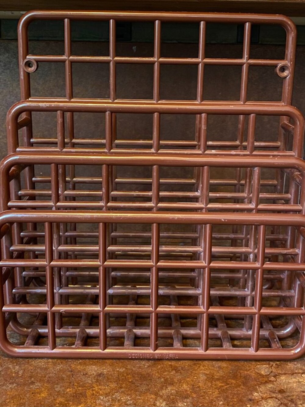 VTG Mini Catch All 1983 Brown Yaffa Basic Line Record Magazine Holder Organizer